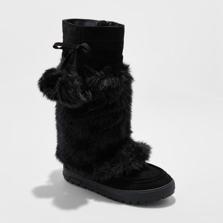 Girls' Shirley Faux Fur Shearling Style Boots - Cat & Jack Black