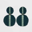 Seedbead Circle Statement Earrings - A New Day Teal, Women's, Blue