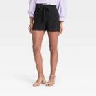 Women's High-rise Tie Waist Shorts - A New Day Black