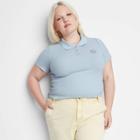 Women's Plus Size Slim Fit Short Sleeve Polo Baby T-shirt - Wild Fable Blue
