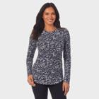 Warm Essentials By Cuddl Duds Women's Everyday Comfort Thermal Crewneck Top - Camo Leopard S, Green