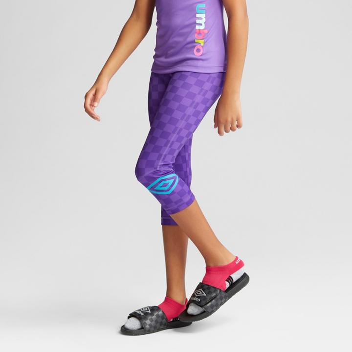 Umbro Girls' Checkerboard Printed Capri Leggings - Purple