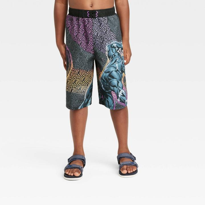 Boys' Marvel Black Panther Swimsuit Trunks - Black