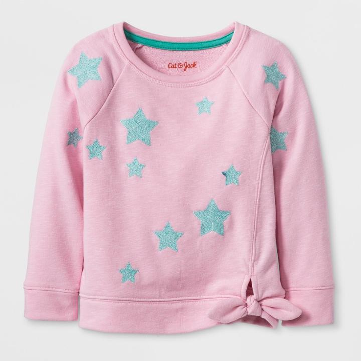 Toddler Girls' Star Sweatshirt - Cat & Jack Woodrose Pink