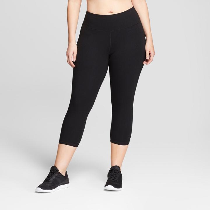 Women's Plus Size Cotton Span Mid-rise Capri Leggings 22 - C9 Champion Black