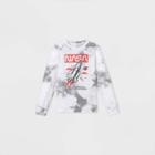 Boys' Nasa Tie-dye Long Sleeve Graphic T-shirt - Gray/white