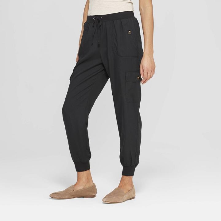 Women's Mid-rise Ankle Length Cargo Pants - Knox Rose Black