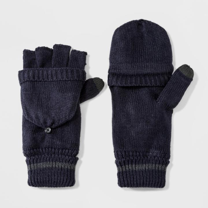 Men's Fold Over Mitten With Fleece Lined Mitten Clips - Goodfellow & Co Navy