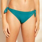 Women's Beach Hipster Ribbed Tie Side Bikini Bottom - Shade & Shore Teal (blue)