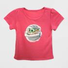 Petitetoddler Girls' Star Wars Baby Yoda Short Sleeve T-shirt - Pink