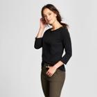 Women's 3/4 Sleeve Boatneck T-shirt - A New Day Black