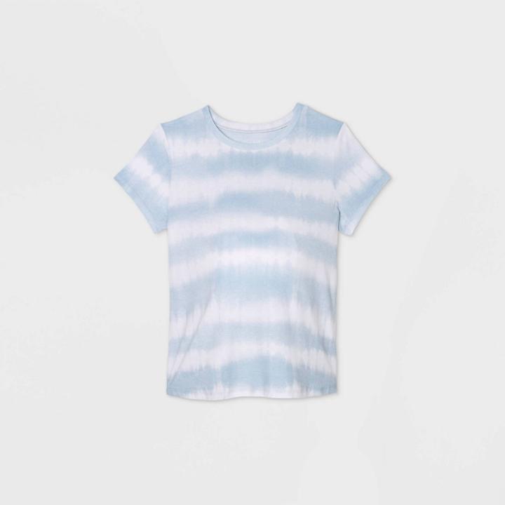Maternity Striped Tie-dye Short Sleeve Scoop Neck T-shirt - Isabel Maternity By Ingrid & Isabel Blue
