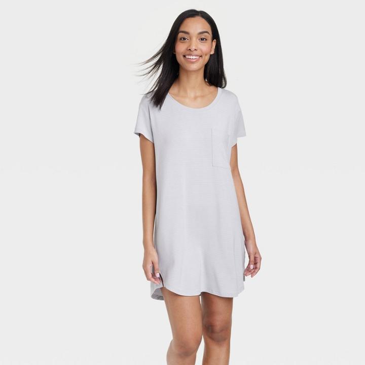 Women's Beautifully Soft Short Sleeve Nightgown - Stars Above Gray