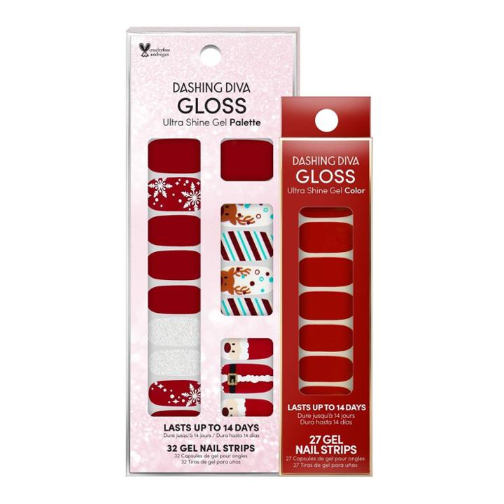 Dashing Diva Gloss Ultra Shine Gel Mani Bundle Nail Art - Santa's Helper And Red Velvet