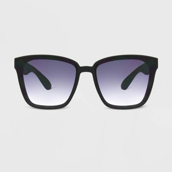All In Motion Women's Matte Plastic Square Sunglasses With Smoke Gradient Lenses - All In