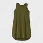 Women's Plus Size Sleeveless Curved Hem Midi Dress - Ava & Viv Olive Green 1x, Women's, Size: 1xl, Green Green