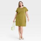 Women's Plus Size Short Sleeve T-shirt Dress - Ava & Viv Olive