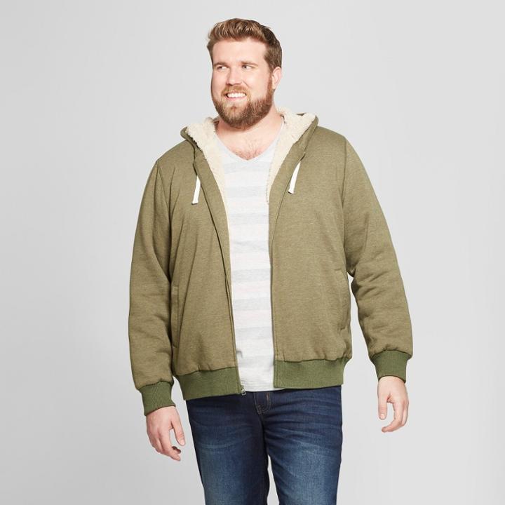 Men's Tall Selvedge Sherpa Fleece Jacket - Goodfellow & Co Military Green