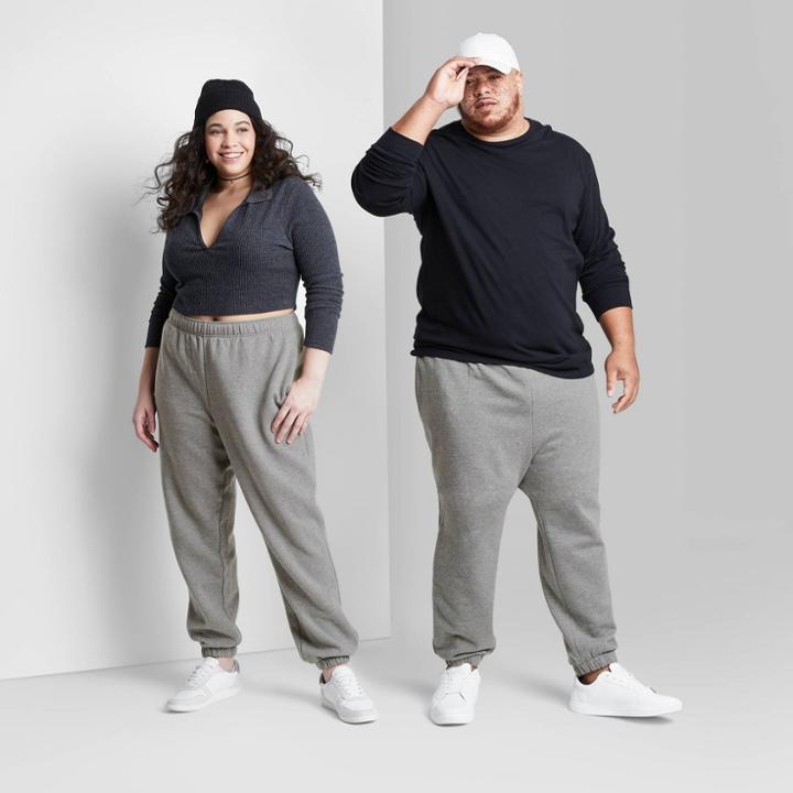 Plus Size High-rise Fleece Sweatpants - Wild Fable Heather Gray