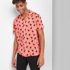 Men's Animal Print Short Sleeve Button-down Shirt - Original Use - Orange S, Men's,