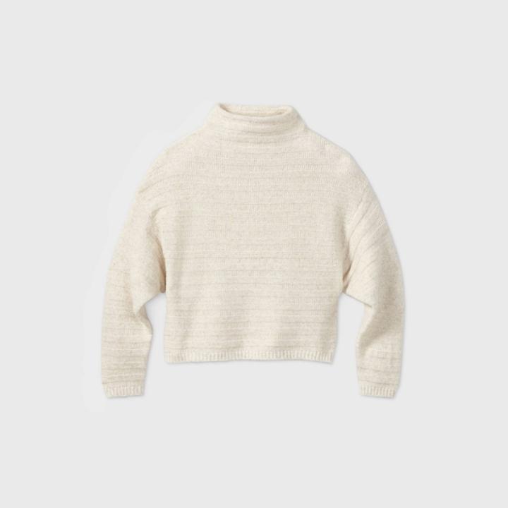 Women's Mock Turtleneck Cozy Rib Pullover Sweater - Prologue Cream