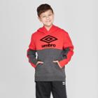 Umbro Boys' Fleece Pullover Hoodie - Dark Grey Heather/red