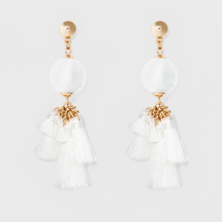 Sugarfix By Baublebar Ball Drop With Tassels Earrings - White, Women's