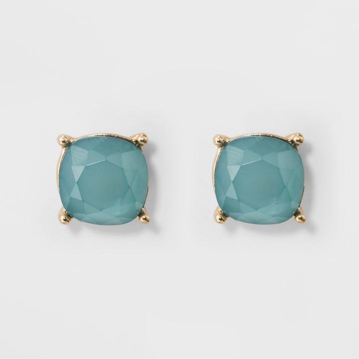 Faceted Stud 4 Prongs Earrings - A New Day Green/gold