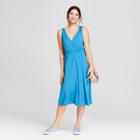 Women's Knit Wrap Dress - A New Day Blue
