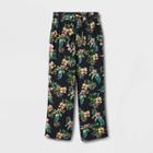 Girls' Straight Fit Belted Woven Pants - Art Class Black Tropical