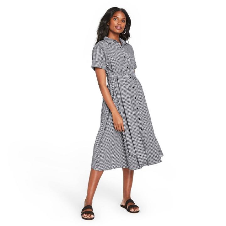 Women's Small Gingham Button-front Shirtdress - Lisa Marie Fernandez For Target Black/white Xxs