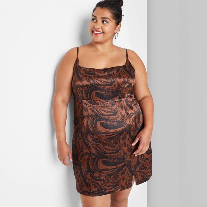 Women's Plus Size Notch Slip Dress - Wild Fable Brown