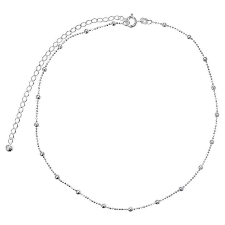 Distributed By Target Women's Diamond Cut Beaded Choker Necklace With 4 Extender In Sterling Silver - Gray