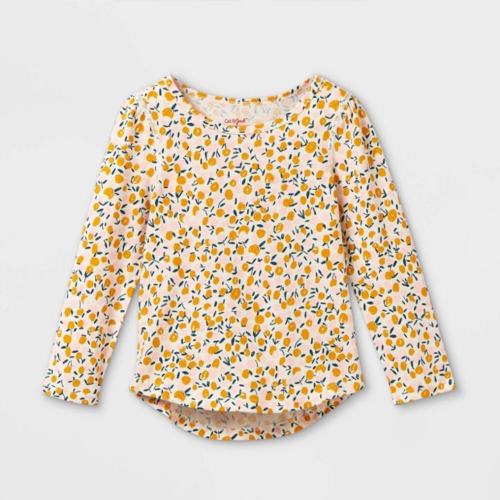 Toddler Girls' Adaptive Floral Short Sleeve T-shirt - Cat & Jack Light Mustard Yellow