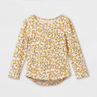 Toddler Girls' Adaptive Floral Short Sleeve T-shirt - Cat & Jack Light Mustard Yellow