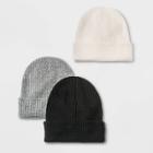 Women's Knit Beanie Value 3pk - Wild Fable Black/gray