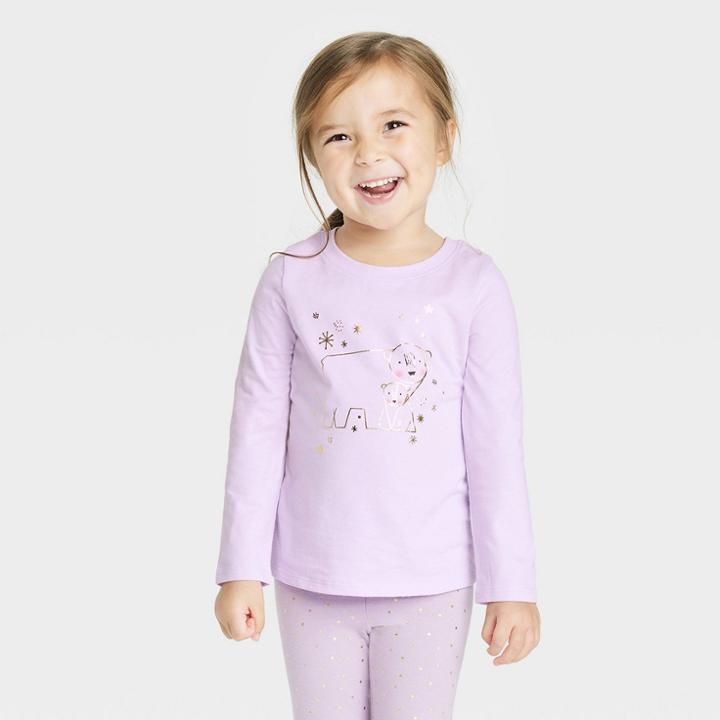 Toddler Girls' Polar Bear Long Sleeve Shirt - Cat & Jack Purple