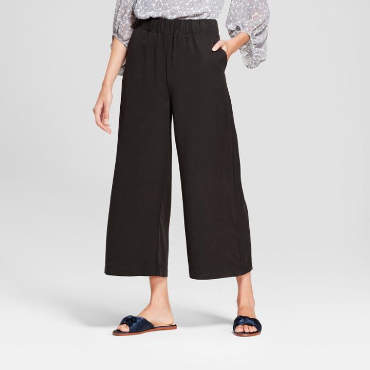 Women's Wide Leg Crop Pants - K By Kersh Black