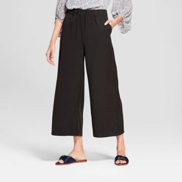 Women's Wide Leg Crop Pants - K By Kersh Black
