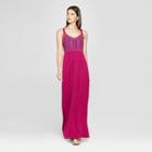 Women's Sleeveless Embroidered Maxi Dress - Spenser Jeremy - Purple