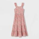 Girls' Tiered Woven Maxi Dress - Art Class Rust