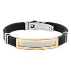 Men's West Coast Jewelry Goldtone Two-tone Stainless Steel Id Rubber Bracelet, Black/silver