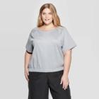 Women's Plus Size Short Sleeve V-neck Banded Bottom T-shirt - Prologue Heather Gray