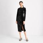 Women's Velvet Ruched Long Sleeve Open Back A-line Dress - Future Collective With Kahlana Barfield Brown Black Xxs