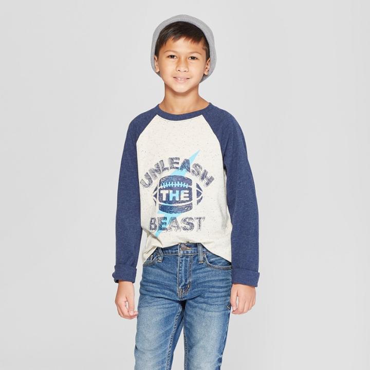 Boys' Long Sleeve Unleash The Beast Graphic T-shirt - Cat & Jack Beige