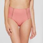 Women's Beach High Waist Crochet Trim Bikini Bottom - Shade & Shore Mauve