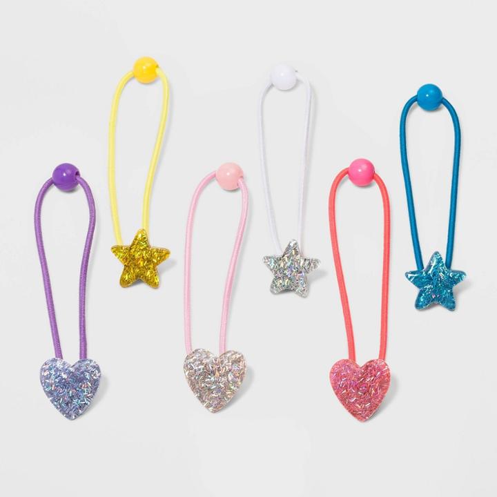 Girls' 6pk Confetti Star Popper Hair Ties - Cat & Jack