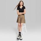 Women's Short Sleeve Notch Front Baby T-shirt - Wild Fable Black