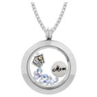 Treasure Lockets Women's Mom Crystal Locket With Charms In Stainless Steel