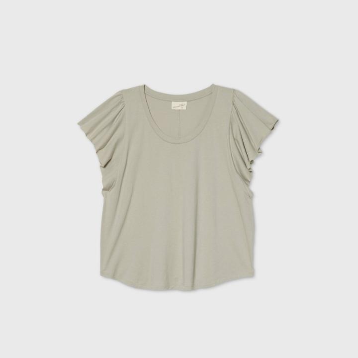 Women's Plus Size Short Sleeve Blouse - Universal Thread Gray